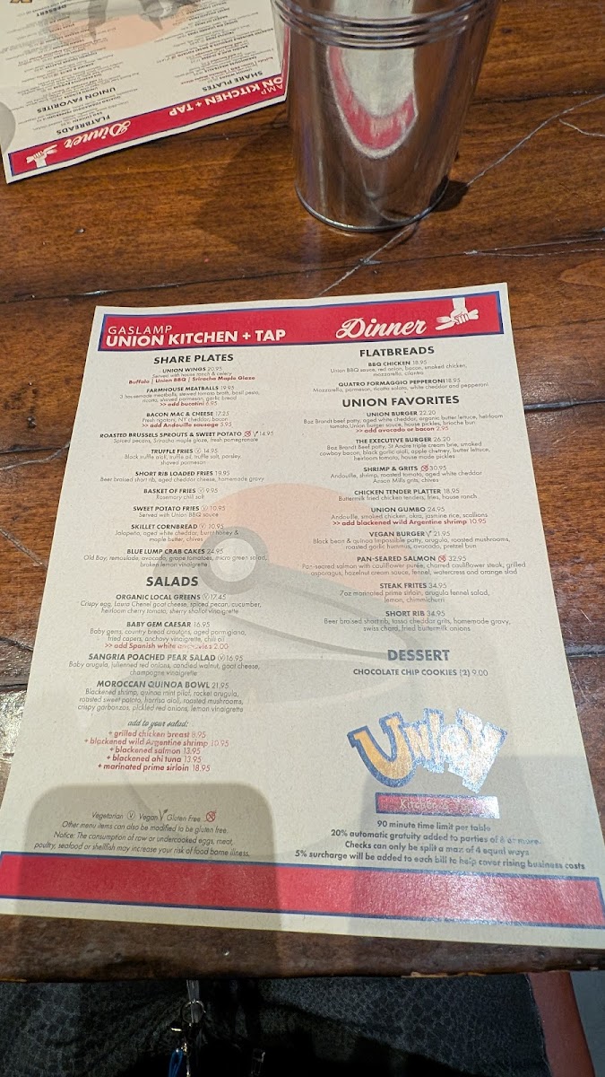 Union Kitchen and Tap Gaslamp Menu - Image 4